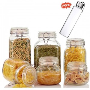 Glass Jar with Clear Glass Hermetic/Air Tight Glass Lid